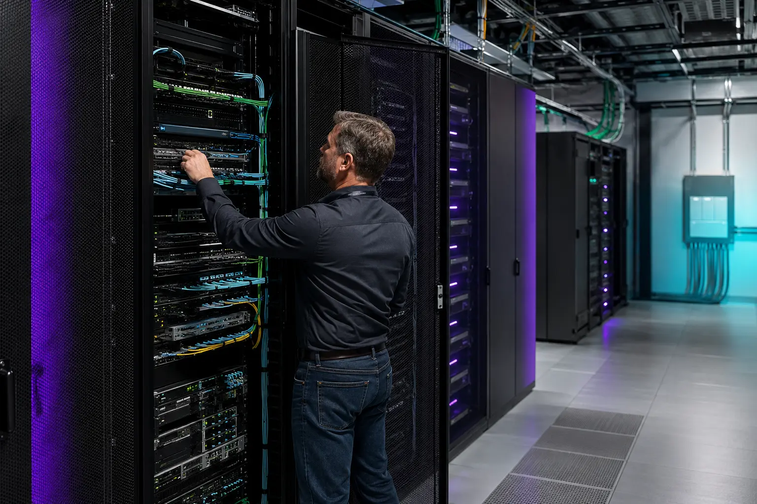 Network engineer working with enterprise infrastructure