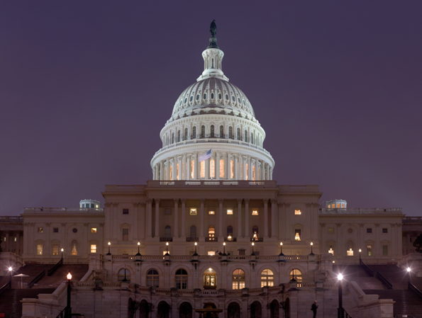 United States Capitol illuminated at night